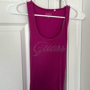 Bedazzled sparkly GUESS pink purple tank top y2k 90s vintage